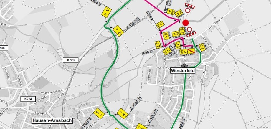 Umleitungsplan Westerfeld 19.04.-31.10.2023